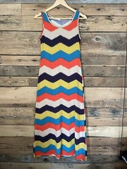 Womens Andrea Maxi Dress long missy Sz S Multicolor Chevron Stripe Sleeveless