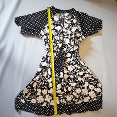 Adrienne Vittadini NWT Black White Floral Polka Dot Swing Dress Small Retro Pinu