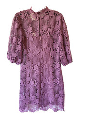 $310 JOHNNY WAS SZ M LORRIE CROCHET Lined DRESS w/ SLIP Violet Purple NWT