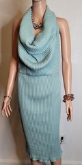Zara Turquoise Green Open Back Draped Neck Sleeveless Size Large
