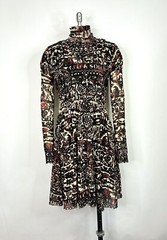 Vtg Jean Paul Gaultier Soleil Long Sleeve Tribal Print Mesh Dress L