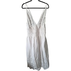 FUTURE COLLECTIVE | White Eyelet Spaghetti Strap Smocked Cotton Sundress | XL