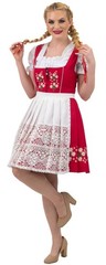 2XL XXL 24 Short Red German Dirndl Dress EMBROIDERY Oktoberfest Cotton 3 Pieces