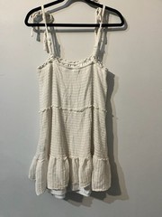 009-0099 U Wish Women&rsquo;s White Sleeveless Tiered Babydoll Mini Sundress
