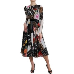 DOLCE & GABBANA Dress Multicolor Patchwork Floral Leopard IT36/US2/2XS 4430usd