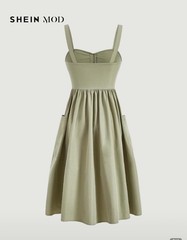SHEIN MOD Button Front Pocket Side Cami Dress