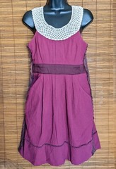 Anthropologie Floreat Size 2 or XS Mulberry Red Purple Dress Pockets Cottagecore