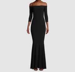 $296 Norma Kamali Women&rsquo;s Black Cutout Off-The-Shoulder Gown Dress Size L/40