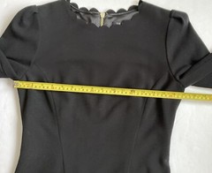 Ted Baker Payton Scallop Detail Shift Dress 3/4 Sleeves Lined Black UK 1 / US 4