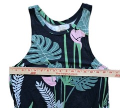 Ava Sky Fighting Eel Mini Dress Pockets Monstera Leaves Hawaii Floral Size Small