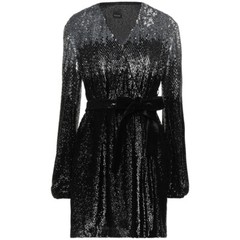 PINKO Dress Sequin Wrap Belt Waist Dress Black Silver Size 40 RP £375.00
