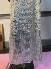 Cache White Sequin Open Back Formal Gown Dress Size 6 Altered Prom Gala Evening