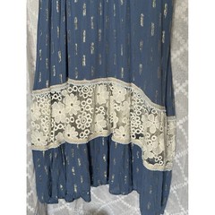 Zury Ethereal Bohemian Goddess Maxi Dress Womens Free Size Blue Metallic Lace