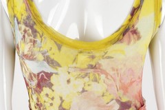 Jean Paul Gaultier Soleil Size S Yellow Floral Sleeveless Ruched Maxi Dress