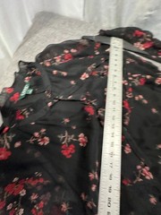 Lauren Ralph Lauren Black Floral Crinkle Georgette Midi Dress Size 16