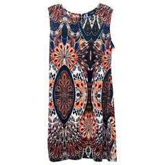 Papillon Sleeveless Dress Size Large Colorful Peacock Feather Fiesta Print