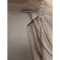 Akira Harriet Draped Pearl Bodycon Midi Dress Rhinestone Bridal Bachelorette