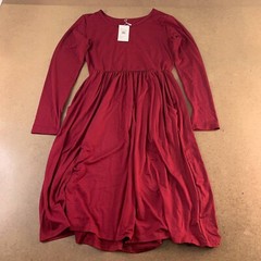 Auselily Womens Size Medium Red Long Sleeve Round Neck Pocketed Midi Dress NWT