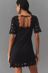 NWT $178 Anthropologie Cutwork Mini Shift Dress Black Size 0