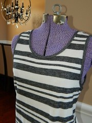 MATTY M ― M Medium ― Off-White/Gray Striped Sleeveless Knit Dress NWT #Z187 NEW
