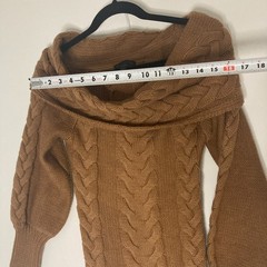 Revolve Michael Costello Celestia Off Shoulder Cable Knit Dress Tan Size Small