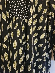 Gudrun Sjödén Lagenlook Botanical Black White Green Leaf Jersey Dress Size XL