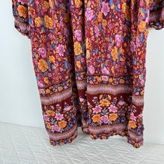 Agnes Orinda Plus Size 1X Boho V Neck 3/4 Sleeve Floral Print Tiered Midi Dress
