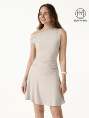 OGL Skinkiss Asymmetrical Ruched Fit & Flare Mini Bra Dress New