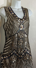 Custom Style Beaded Sequin Flapper Dress Size S Art To Wear Princess Lace Party