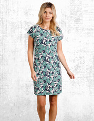 Ex Weird Fish Women’s Tallahassee Organic Cotton Jersey Dress, Dark Jade Defect