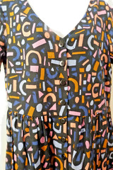 Princess Highway Size 6 Multicoloured Modern Art Maxi Dress Linen Blend
