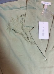 Como Blu Sage Green Embroidered Button-Down Midi Dress Size L/G