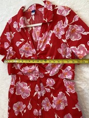 Womens Tropical Floral Cut Out Midi Shirt Dress Size XL Summer Resort Chic