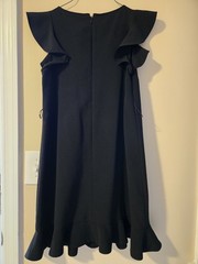LOFT Black Flutter Sleeve Ruffle Hem Shift Dress Size 2 PETITE