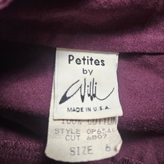 Vintage Petites By Willi Dolman Batwing Sleeve Mini Dress 6 Elastic Waist Cotton