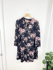41 Hawthorn XL Black Pink Floral Long Sleeve Shift Dress Women’s XL