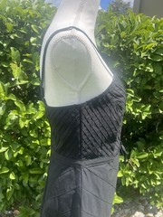 Gap Stretch Black Adjustable Spaghetti Strap Dress Vneck Bow Sz 6 Zip Aline
