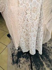 NWT RYU IVORY DRESS TAN TULLE NUDE LACE TIE NECK HALTER M Party Wedding Cocktail