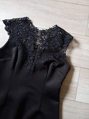 Amaranto Black Stretch & Lace Pencil Dress Bodycon Party Evening Wiggle UK14
