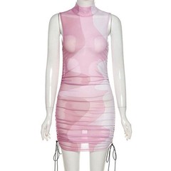 Women Sexy Bodycon Mini Dress Undefined Sleeveless Streetwear Partywear Chic