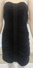 Laundry by Shelli Segal Black Satin Sweetheart Strapless Beaded Mini Dress Size2