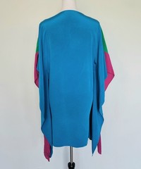 David Antonio Kaftan Tunic Kimono Green Blue Pink Mini Dress Sz Medium Boho
