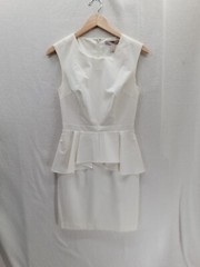 Love 21 Peplum White Sleeveless Zip Back Dress Size-M