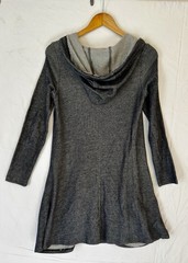Kensie Womens Long Sleeve Hoodie Drape Pocket Sweatshirt Dress Small Gray