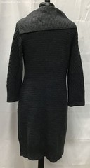Sandra Darren Women&rsquo;s Cowl Neck Cable Knit Sweater Dress Charcoal Size XLG