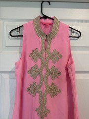 💖Lilly Pulitzer JANE HIGH COLLAR SHIFT DRESS Pelican Pink Gold 4