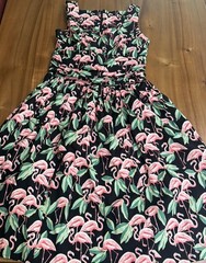 Fluffer Flamingo Dress 50s Rockabilly Swing Pinup Tropical Size Large Full Skirt