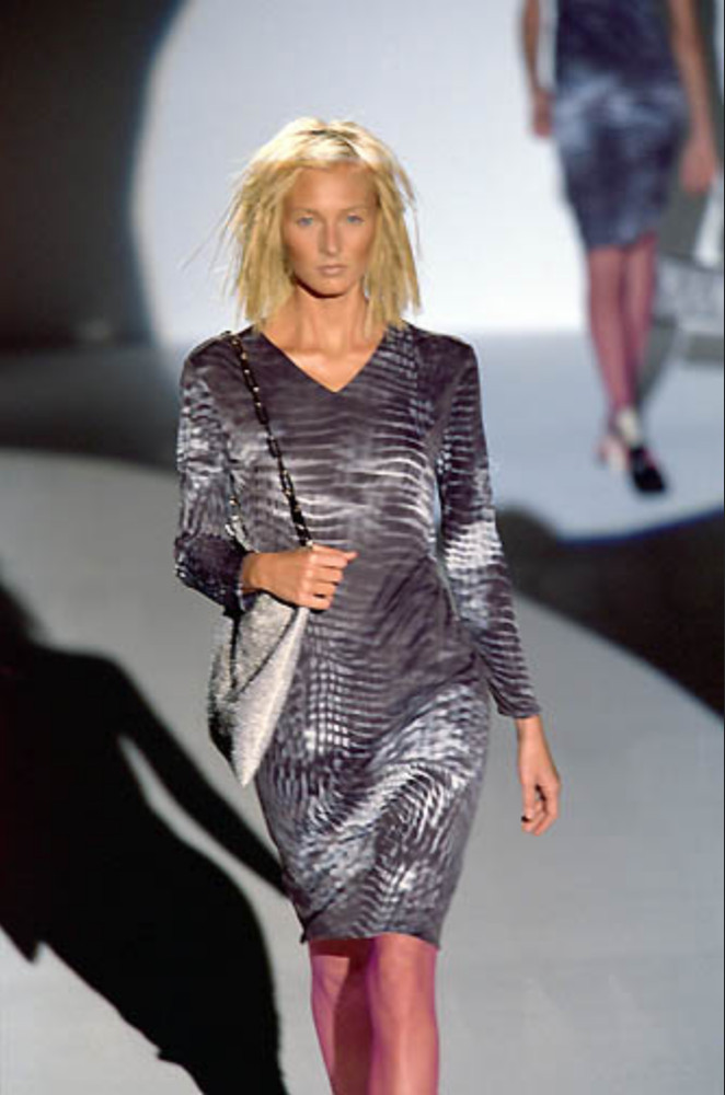 Gucci 2000 s/s by Tom Ford grey abstract dress (runway, marble)