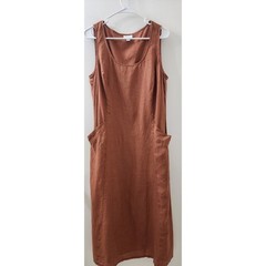 J. Jill Love Linen Rust Terracotta Midi Dress Sleeveless Pockets XL Petite