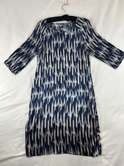 Dea Kudibal Filippa Dress Womens Navy Cream Silk Blend Abstract Print Stretch